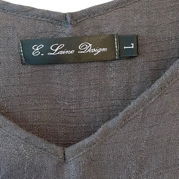 E. Laine Designs Sz L Gray Lagenlook Flowy Linen Semi-Sheer Dress Swim Cover - Picture 5 of 5